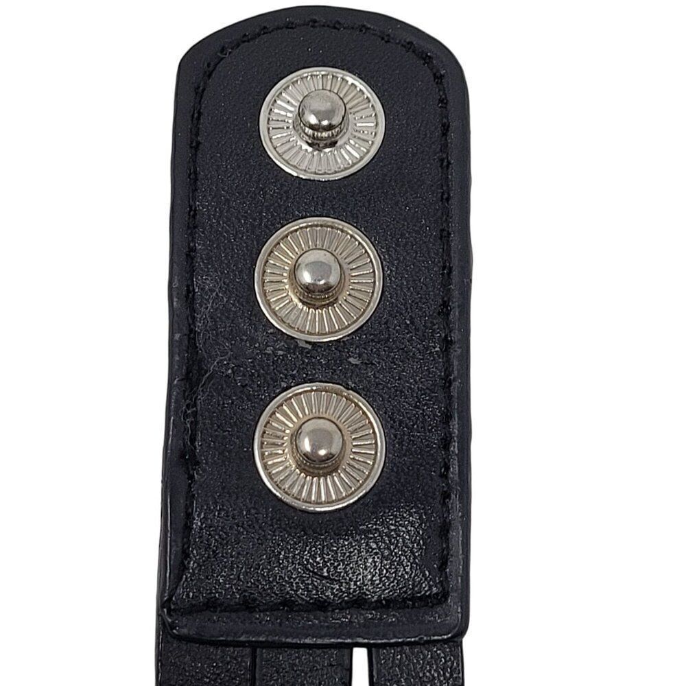 Steampunk Wide Black Leather Bracelet Checker Studded Rhinestone Streetwear‎ - Picture 7 of 8